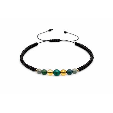 Bransoletka Zodiakalna Byk - Malachit Cytryn Agat Szafir